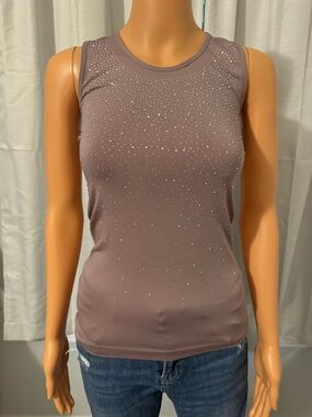 Pretty LC Couture size M L dusty purple rhinestone sleeveless tank top new